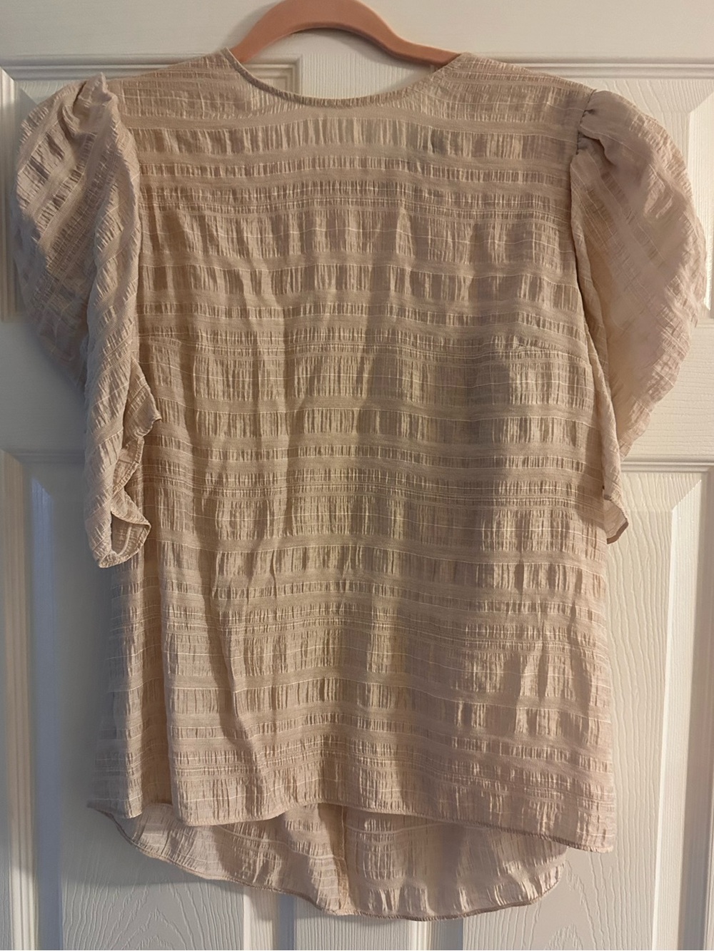 Express Cream Textured Puff Sleeve Blouse Size Large